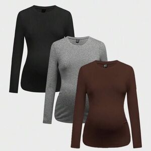 Women's Long Sleeve Tops - Black, Gray, Brown